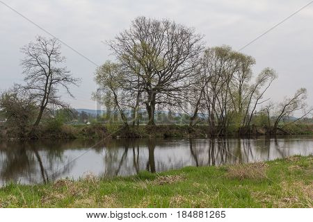 the river Naab next to Schwandorf in bavaria in spring