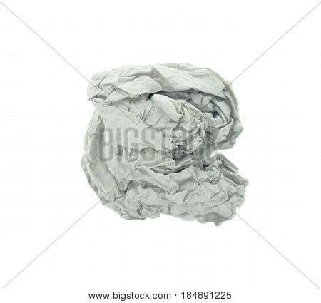 crumpled paper ball isolated on white background.