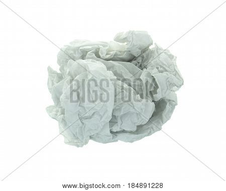 crumpled paper ball isolated on white background.