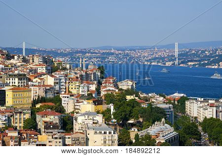 The View On  Bosphorus With Bosphorus Bridge, Istanbul, Turkey