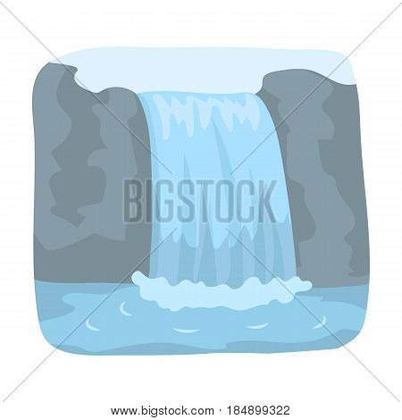 Canadian waterfall. Canada single icon in cartoon style