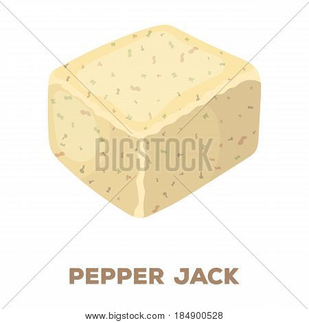 Pepper Jack. Different kinds of cheese single icon in cartoon style illustration .