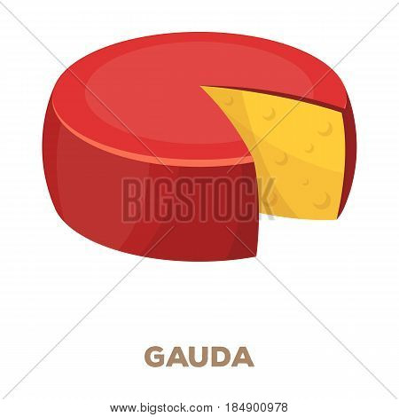 Gauda. Different kinds of cheese single icon in cartoon style illustration .