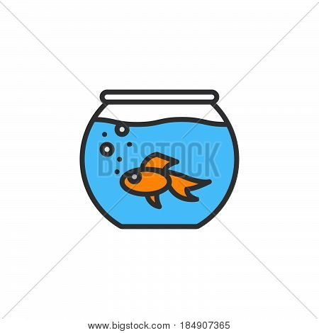 Aquarium with fish line icon filled outline vector sign linear colorful pictogram isolated on white. Symbol logo illustration