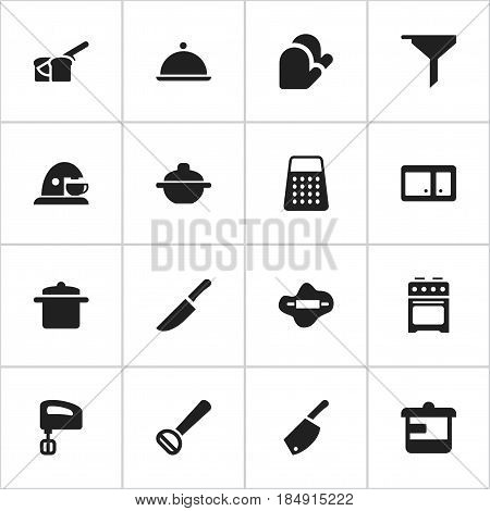 Set Of 16 Editable Food Icons. Includes Symbols Such As Agitator, Shredder, Salver And More. Can Be Used For Web, Mobile, UI And Infographic Design.