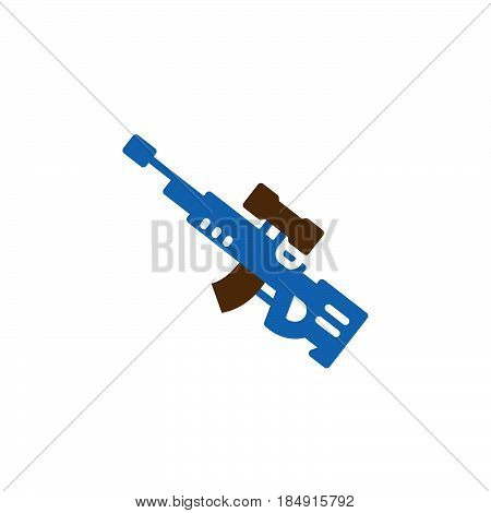 Sniper rifle icon vector filled flat sign solid colorful pictogram isolated on white. Symbol logo illustration