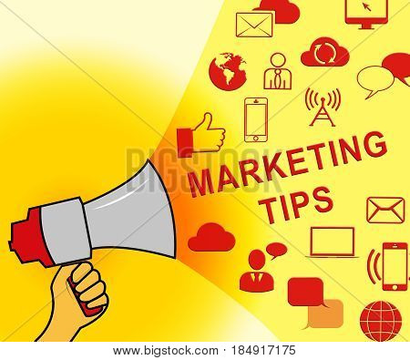 Marketing Tips Representing Emarketing Advice 3D Illustration