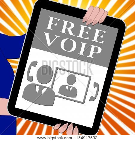 Free Voip Tablet Shows Internet Voice 3D Illustration