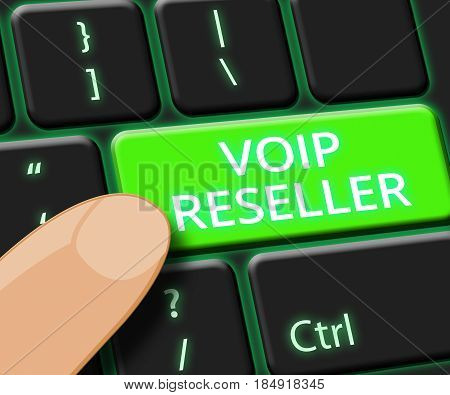 Voip Reseller Key Shows Internet Voice 3D Illustration