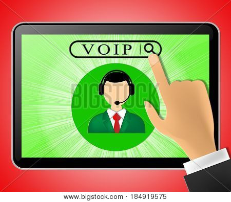 Voip Tablet Represents Internet Voice 3D Illustration