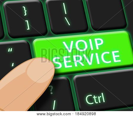 Voip Service Key Shows Internet Help 3D Illustration