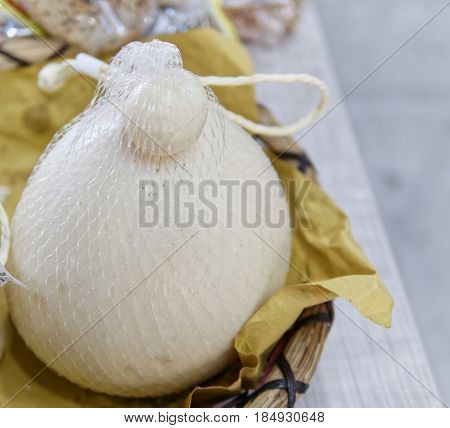 Provola(fiaschetto) italian cheese at market , italy