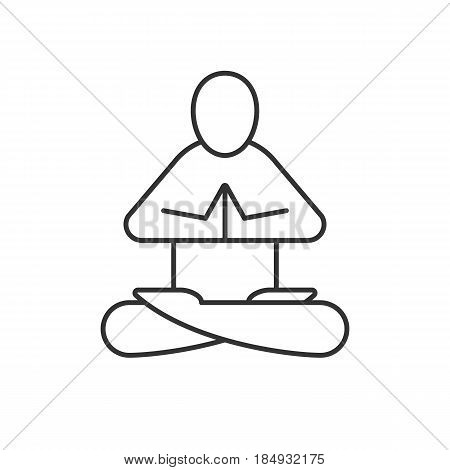 Yoga position linear icon. Thin line illustration. Yoga class contour symbol. Vector isolated outline drawing
