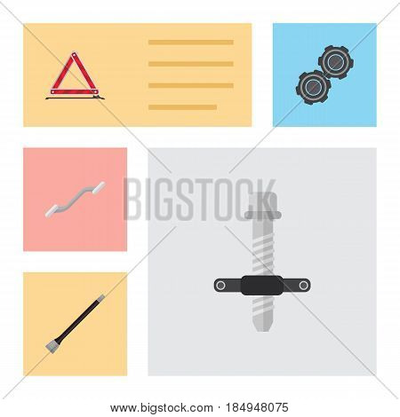 Flat Workshop Set Of Muffler, Pipeline, Belt And Other Vector Objects. Also Includes Silent, Emergency, Coupler Elements.