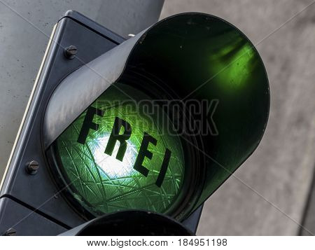 green light at a parking garage