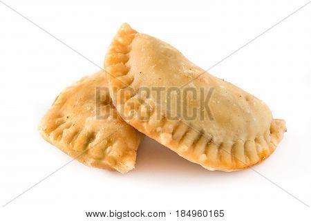 Typical Spanish empanadas isolated on white background