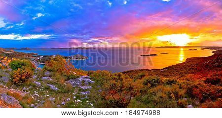 Amazing Colorful Sunset Panorama Of Pakostane Archipelago