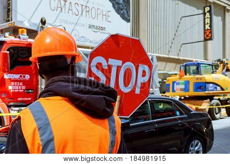 New York City, Usa - 04, 2017: Road Works In Manhattan, New York City Road Construction
