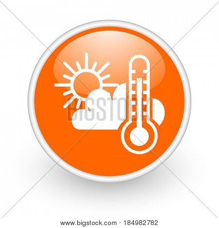 Weather forecast modern design glossy orange web icon on white background.