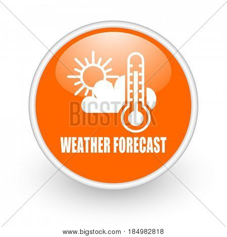 Weather forecast modern design glossy orange web icon on white background.