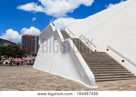 Santa Cruz de Tenerife, Spain - May 03, 2012: Auditorio de Tenerife - futuristic and inspired in organic shapes, building designed by Santiago Calatrava