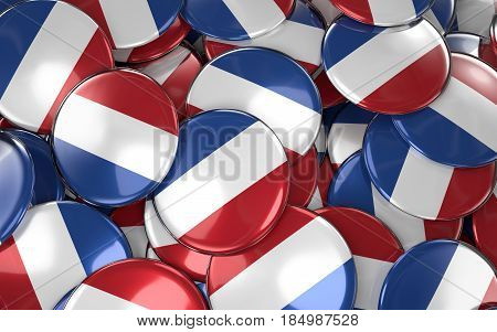 Netherlands  Badges Background - Pile Of Netherlandish Flag Buttons.