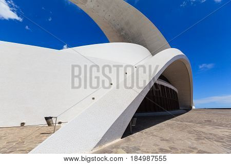 Santa Cruz de Tenerife, Spain - May 03, 2012: Auditorio de Tenerife - futuristic and inspired in organic shapes, building designed by Santiago Calatrava