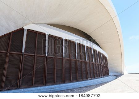 Santa Cruz de Tenerife, Spain - May 03, 2012: Auditorio de Tenerife - futuristic and inspired in organic shapes, building designed by Santiago Calatrava