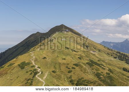 Mountain trail in German alps on a clear autumn day
