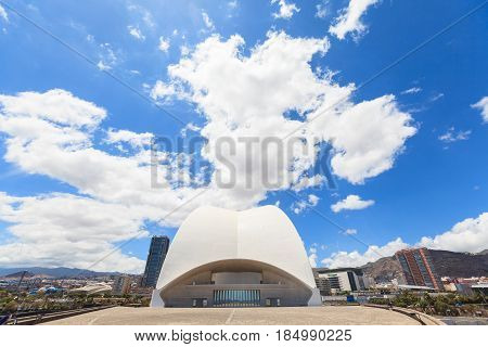 Santa Cruz de Tenerife, Spain - May 03, 2012: Auditorio de Tenerife - futuristic and inspired in organic shapes, building designed by Santiago Calatrava