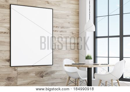 Light Cafe Table With Poster, Side