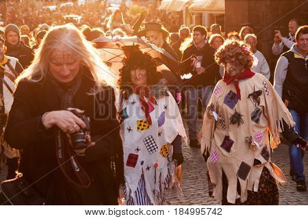 Prague, Czech Republic - April 30, 2017: Costumed Parade In The Streets Of Prague On Witch Burning N