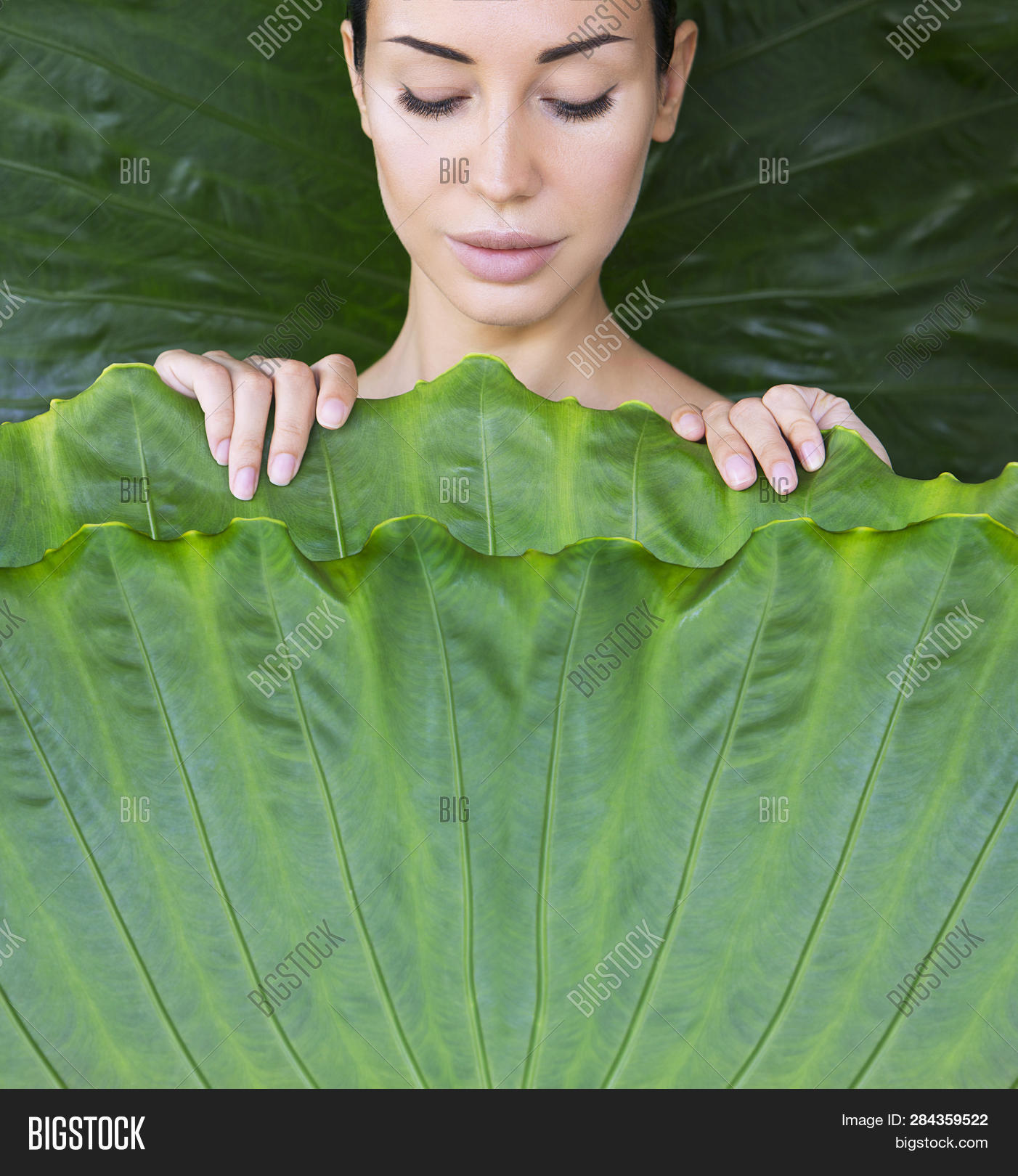 Girl Covered Leaves. Image & Photo (Free Trial) Bigstock