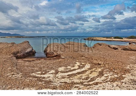 Seacoast near Can Picafort beach in sunset, Mallorca, Balearic islands, Spain
