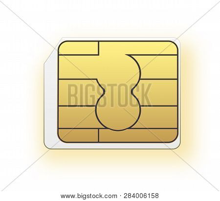 Vector Micro Sim Mobile Cellular Phone Sim Card Chip Isolated On Background. Vector Stock Illustrati