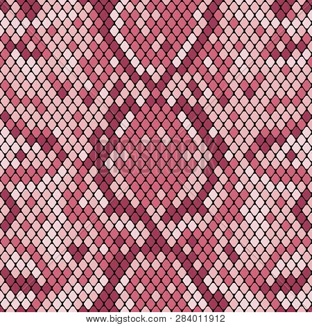 Snakeskin Seamless Pattern. Realistic Texture Of Snake Or Another Reptile Skin. Beige And Brown Colo