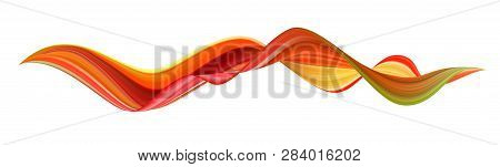 Colorful Flow Brushstroke. Wabe Sea Isolated Line.. Realistic Volume Brush Stroke. Liquid Paint Ink 