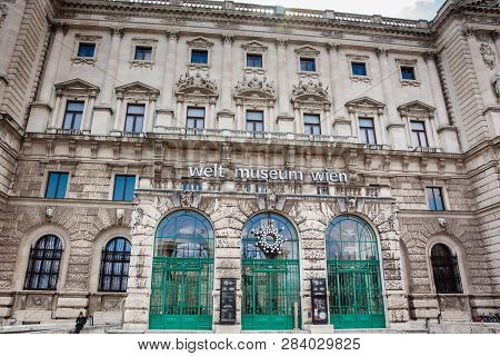 Vienna, Austria - April, 2018: The Museum Of Ethnology Housed In A Wing Of The Hofburg Imperial Pala