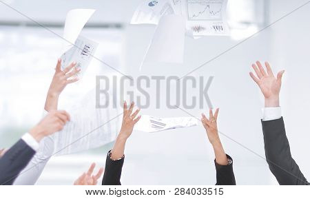 Close Up.exultant Business Team .photo With Copy Space