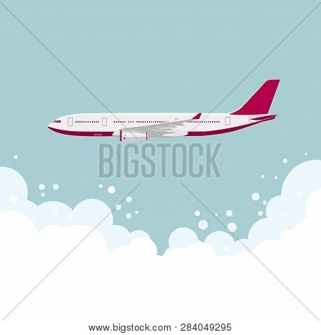 Drawing Of A Large Passenger Plane,in Mid-air.