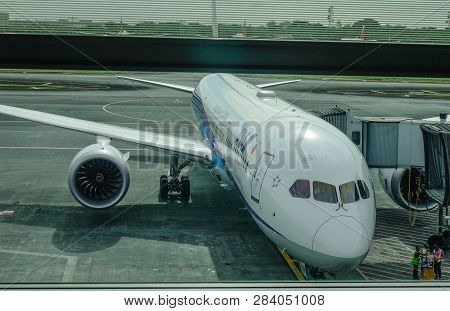 Passenger Airplane At Manila Airport, Philippines