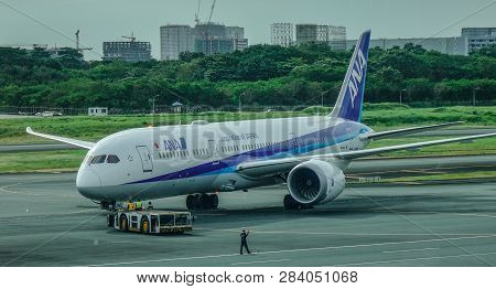 Passenger Airplane At Manila Airport, Philippines