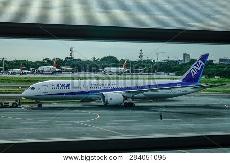 Passenger Airplane At Manila Airport, Philippines