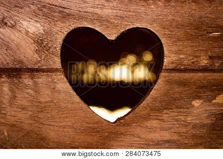 Wooden Box With The Heart-shaped Hole, Handmade Decoration With Bright Colors