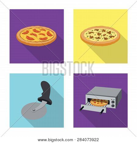 Isolated Object Of Pizza And Food Icon. Set Of Pizza And Italy Stock Vector Illustration.