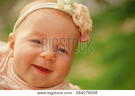 Happy Little Baby Smiling. Happy Newborn Baby. Adorable Little Girl Smile. Parenting Time. Happy Chi