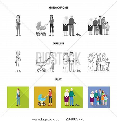 Vector Design Of Character And Avatar  Symbol. Collection Of Character And Portrait Stock Symbol For