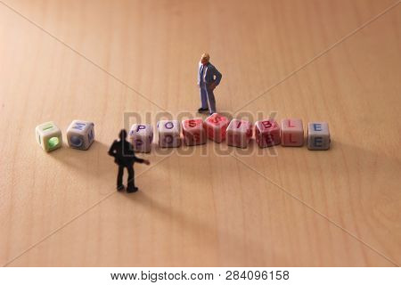 Illustration For Change Impossible Thing Into Possible One, Two Businesman Talk About That Topic