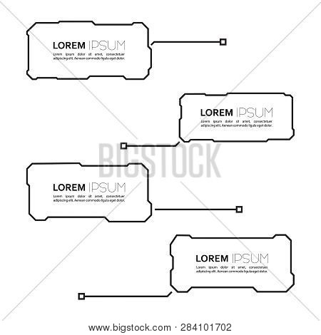 Set Of Hud Futuristic Sci Fi Frame Template. Vector Digital Callouts Titles.