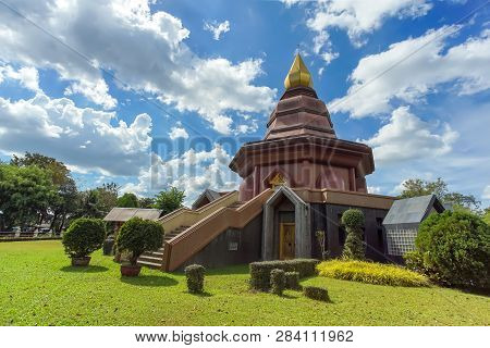 Sam Than Choa Khun Pagoda In Wat Pai Lom, Trad Province, Thailand.
